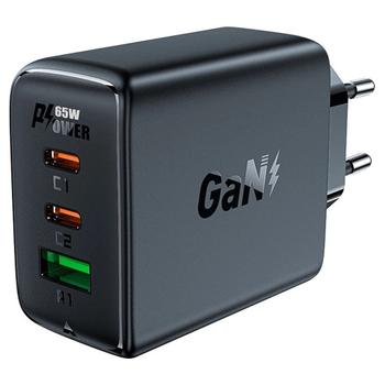 Acefast fast charger GaN 2x USB-C / USB-A, PPS, PD, QC4, 65W  - Black (6974316281757)