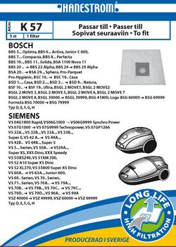 HANESTRÖM Vacuum cleaner bags K57 (K57)