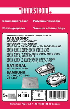 HANESTRÖM Dammsugarpåsar PANASONIC MC-E700, MC-E800 (H451)
