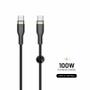 FIXED METAL series 100W USB-C/C braided cable 1.2m Black