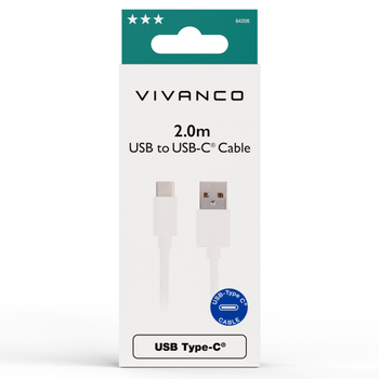 VIVANCO USB-C to USB-A 2.0 cable 2m White (64206)
