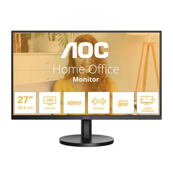 AOC U27B3A - LED-Monitor - 68.6 cm (27") - 3840 x 2160 4K UHD (2160p) @ 60 Hz - IPS - 350 cd/m˛ - 1000:1 - HDR10 - 4 ms - 2xHDMI, DisplayPort - Lautsprecher - Schwarz (U27B3A)