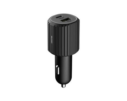 UNISYNK Bilstrømadapter - 72 watt PD 2.0, PD 3.0 - 2 utgangskontakter (USB-type A, 24 pin USB-C) - svart (10408)