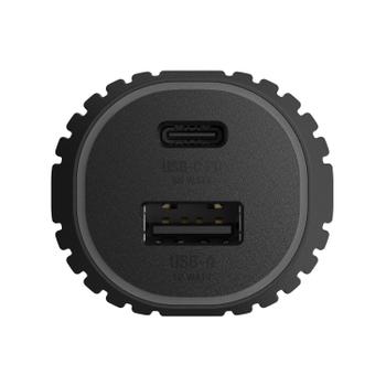 UNISYNK Bilstrømadapter - 72 watt PD 2.0, PD 3.0 - 2 utgangskontakter (USB-type A, 24 pin USB-C) - svart (10408)