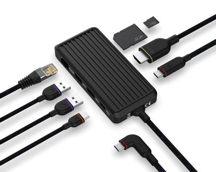 UNISYNK 8 Port USB-C Hub V2 4K 60Hz 100W Black (10385)