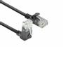 ACT Black 0.25 meters U/UTP CAT6A LSZH Slimline patch cable with RJ45 connectors 90° angled up to straight