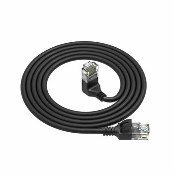 ACT Black 0.25 meters U/UTP CAT6A LSZH Slimline patch cable with RJ45 connectors 90° angled up to straight (DC4952)