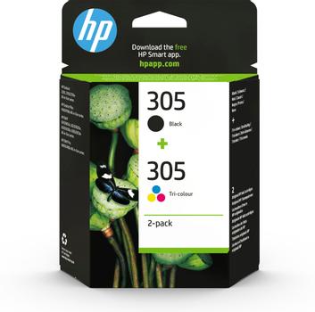 HP 305 - 2-pack - black, colour (cyan, magenta, yellow) - original - blister - ink cartridge - for Deskjet 1255, 23XX, 27XX, 41XX, DeskJet Plus 41XX, ENVY 60XX, 64XX, ENVY Pro 64XX (6ZD17AE#301)
