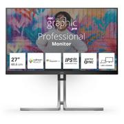 AOC C Q27U3CV - Graphic Pro Series - LED monitor - 27" - 2560 x 1440 QHD @ 75 Hz - IPS - 1000:1 - DisplayHDR 400 - 4 ms - HDMI, DisplayPort, USB-C - speakers - black