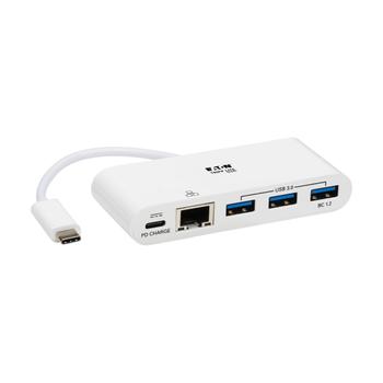 TRIPP LITE TRIPPLITE 3-Port USB-C Hub with LAN Port and Power Delivery USB-C to 3x USB-A Ports and Gbe USB 3.0 White (U460-003-3AG-C)