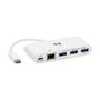 TRIPP LITE TRIPPLITE 3-Port USB-C Hub with LAN Port and Power Delivery USB-C to 3x USB-A Ports and Gbe USB 3.0 White (U460-003-3AG-C)