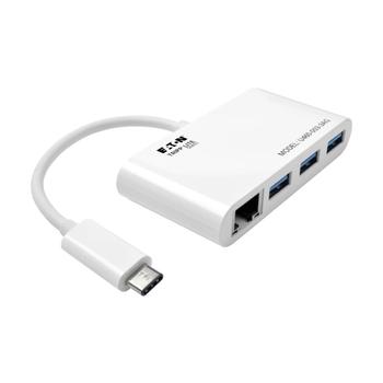 TRIPP LITE TRIPPLITE 3-Port USB-C Hub with LAN Port USB-C to 3x USB-A Ports Gbe USB 3.0 White (U460-003-3AG)