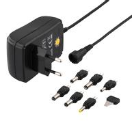 DELTACO Ac Adapter 110-240V To 3-12V Dc, 1.5A, Interchangeable Connectors, Usb, Black
