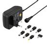DELTACO Ac Adapter 110-240V To 3-12V Dc, 1.5A, Interchangeable Connectors, Usb, Black