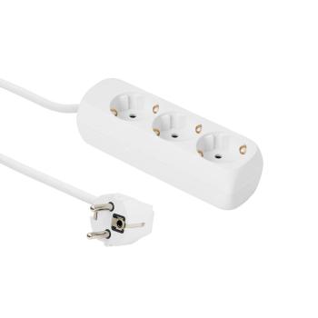 MICROCONNECT 3-way Schuko Socket 1.8M WHITE (GRU003W)