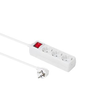 MICROCONNECT 3-way Schuko Socket on/off (GRU0033WS)