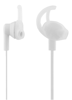 STREETZ stay-in-ear headset, 1-button remote, 3.5mm, microphone,  white (HL-W101)
