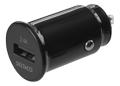 DELTACO kompakti USB-autolaturi, 12V/24V, 1x USB-A, 2,4A, 12W, musta