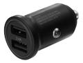 DELTACO USB car charger, 2x USB-A, 2,4 A, total 24 W
