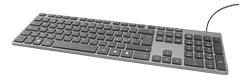 DELTACO Wired Slim office keyboard, low-profile, aluminum, nordic