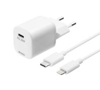 DELTACO USB-C 1m til Lightning 20W PD strømadaptersett