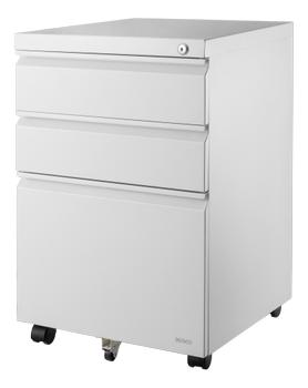 DELTACO OFFICE Mobile cabinet with 3 drawers and lock, white (DELO-0160)