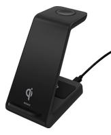 Deltaco QI-1037 trådløst ladestativ - 3-i-1 - 15 watt