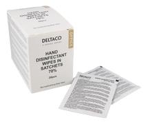 DELTACO Office Hand disinfectant wipes in sachets, 20pcs