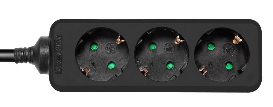 DELTACO outlet 3xCEE 7/3 1xCEE 7/7 3m black (GT-0321)