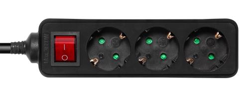 DELTACO outlet 3xCEE 7/3 1xCEE 7/7 switch 3m black (GT-0361)