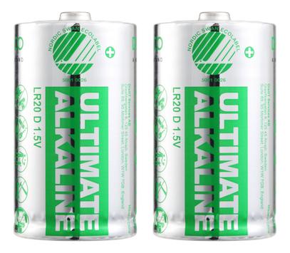 Deltaco Ultimate batteri - Svaneøkomerket - 2 x D / LR20 - Alkalisk (ULT-LR20-2P)