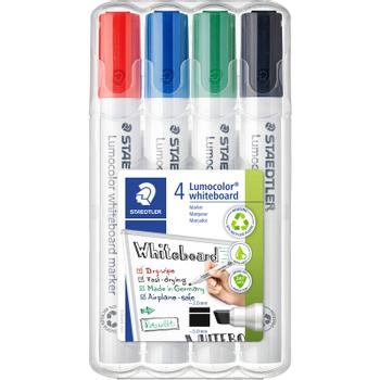 STAEDTLER Lumocolor Whiteboard Marker Chisel Tip 2-5mm Line Assorted Colours (Pack 4) - 351BWP4 (351BWP4)