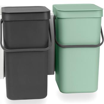 BRABANTIA Sort & Go affaldsspande 2x12L mint/grå (214448)