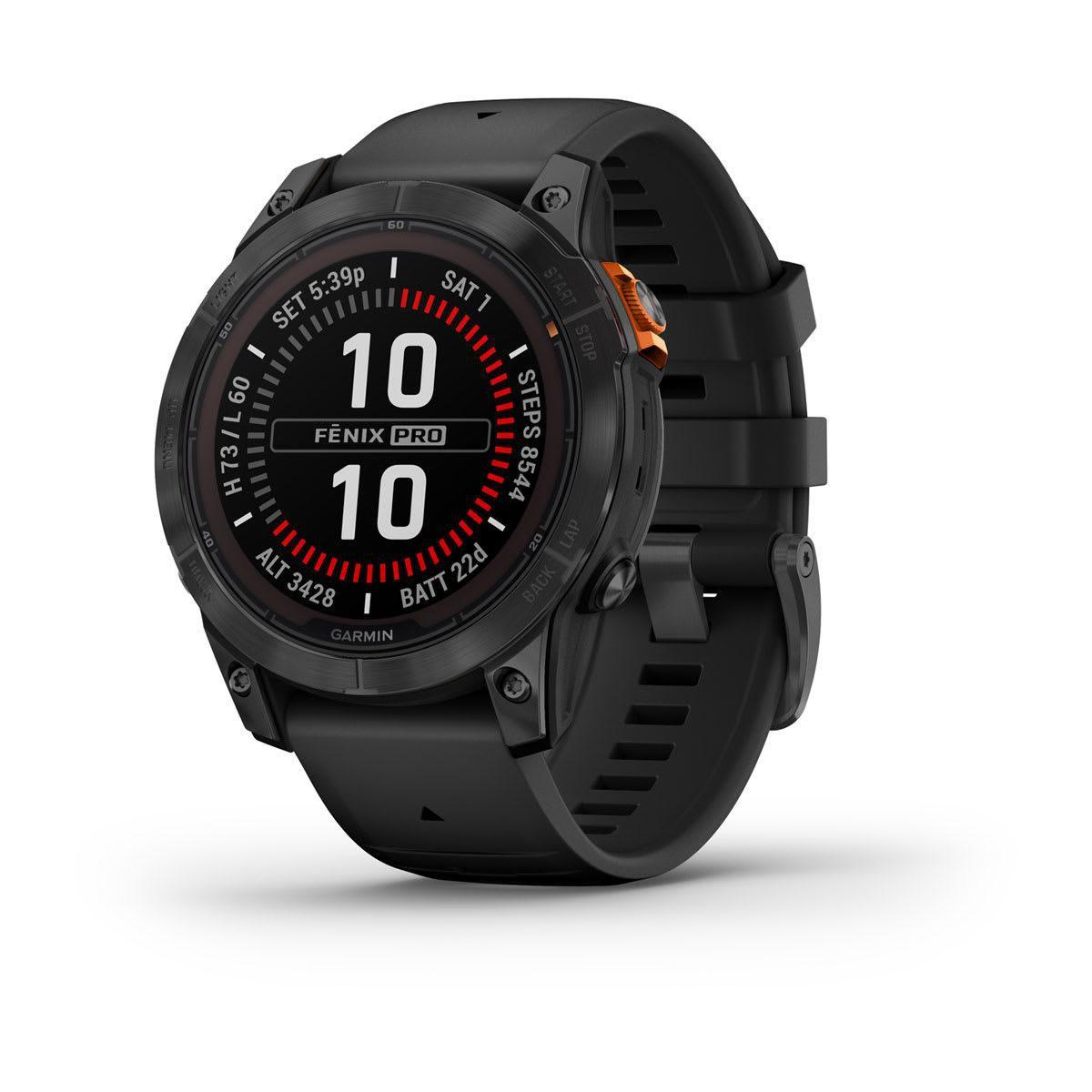 Garmin fenix 7 Pro Solar - skifergrå - sportsur med bånd - svart - 32 GB