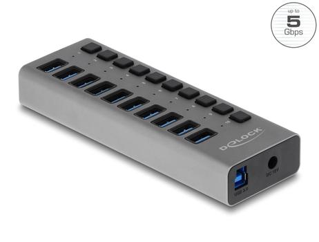 DELOCK External 5 Gbps USB Hub with 10 Ports + Switch (63670)