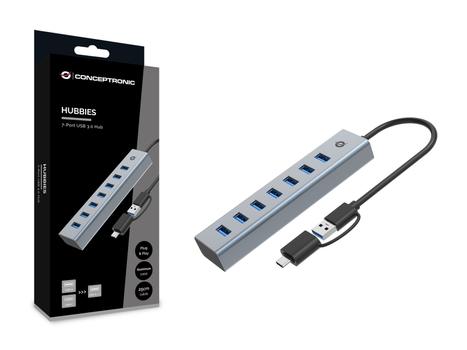 CONCEPTRONIC 7-Port Usb 3.0 Hub, 5Gbps, (HUBBIES21G)