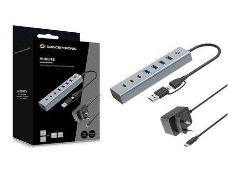 CONCEPTRONIC 7-Port Usb 3.0 Hub With Power (HUBBIES20GP)