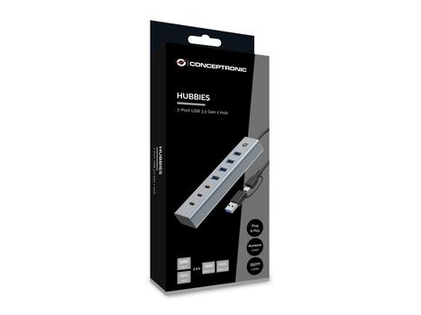 CONCEPTRONIC 7-Port Usb 3.0 Hub, 5Gbps,  (HUBBIES20G)