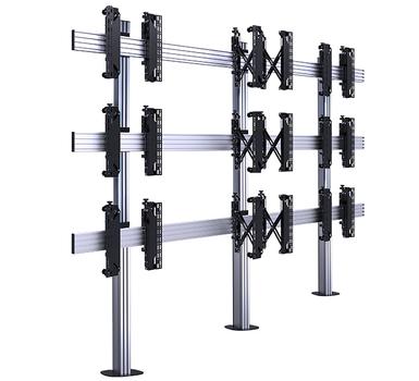 B-TECH AV SYSTEM X - 3 X 3 UNIVERSAL BOLT DOWN VIDEOWALL MOUNTING SYSTEM WITH MICRO-ADJUSTMENT FOR 55-60" SCREENS (BT8372-3X3-60/BS)