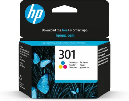 HP 301 - CH562EE - 1 x Yellow,1 x Cyan,1 x Magenta - Ink cartridge - For Deskjet 1000, 1010, 1050 J410, 1050A J410, 1051A J410, 1055 J410, 1056 J410, 1510, 1512, 1513, 2000, 2050 J510, 2050A J510, 205 (CH562EE#UUS)