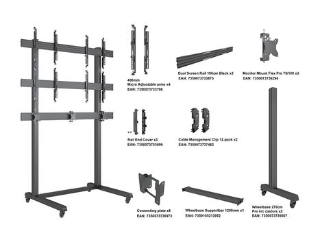 MULTIBRACKETS M Pro Series Video Wall Stand MBF2x2Ux3 270 Micro Adjustable (7350105216909)