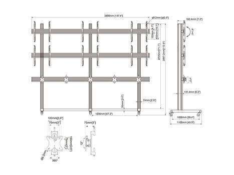 MULTIBRACKETS M Pro Series Video Wall Stand MBF3x2Ux5 270 Micro Adjustable (7350105216916)
