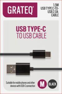 GRATEQ USB C-CABLE 1.5M BLACK (85053)