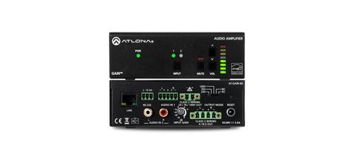 Atlona 60W Amplifier,  4/8 Ohm x2, 24V/ 70V/ 100V x1, Plenum Rated (AT-GAIN-60)