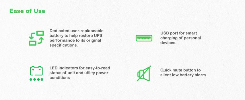 APC Back-UPS, 500VA/ 300W Floor/ Wall Mount, 230V, 8x CEE 7/3 Schuko outlets, USB Type A Port, User Replac (BE500G2-GR)