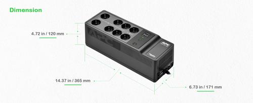 APC BACK-UPS 1050VA 8 SCHUKO OUTLETS 230V USB TYPE-C AND A CH ACCS (BE1050G2-GR)