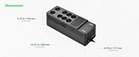 APC Back-UPS, 500VA/ 300W Floor/ Wall Mount, 230V, 8x CEE 7/3 Schuko outlets, USB Type A Port, User Replac (BE500G2-GR)