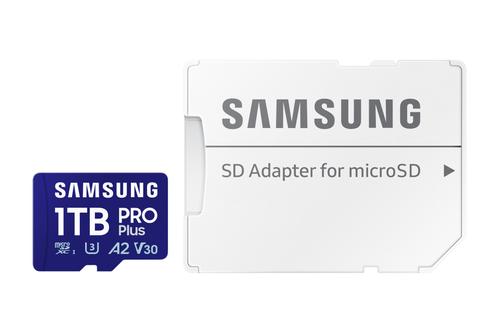 SAMSUNG PRO Plus microSDXC 1TB +SD adapter UHS-I U3 Full HD & 4K UHD up to 180MB/s read up to 130MB/s write memory card 2024 (MB-MD1T0SA/EU)