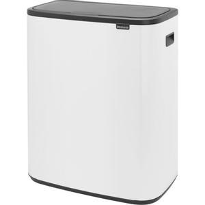 BRABANTIA Affaldsspand,  Brabantia Bo Touch Bin, hvid, stål, 2-rums, 2x30 l, plast inderspand,  og soft close låg (1999916099)