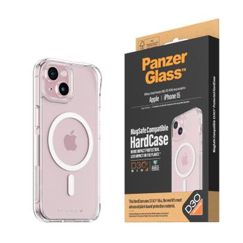 PanzerGlass iPhone 15 HardCase Deksel (gjennomsiktig) Mobildeksel av resirkulert plast og D30 Bio, med MagSafe (1180)
